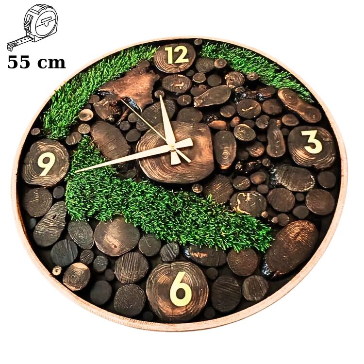 55 cm çap ahşap saat