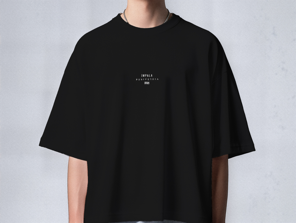 İmpala Collection | PERIPETEIA - Unisex/Oversize Tişört (Siyah/Beyaz)