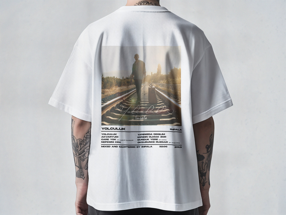 İmpala Collection | Yolculuk - Unisex/Oversize Tişört (Siyah/Beyaz)