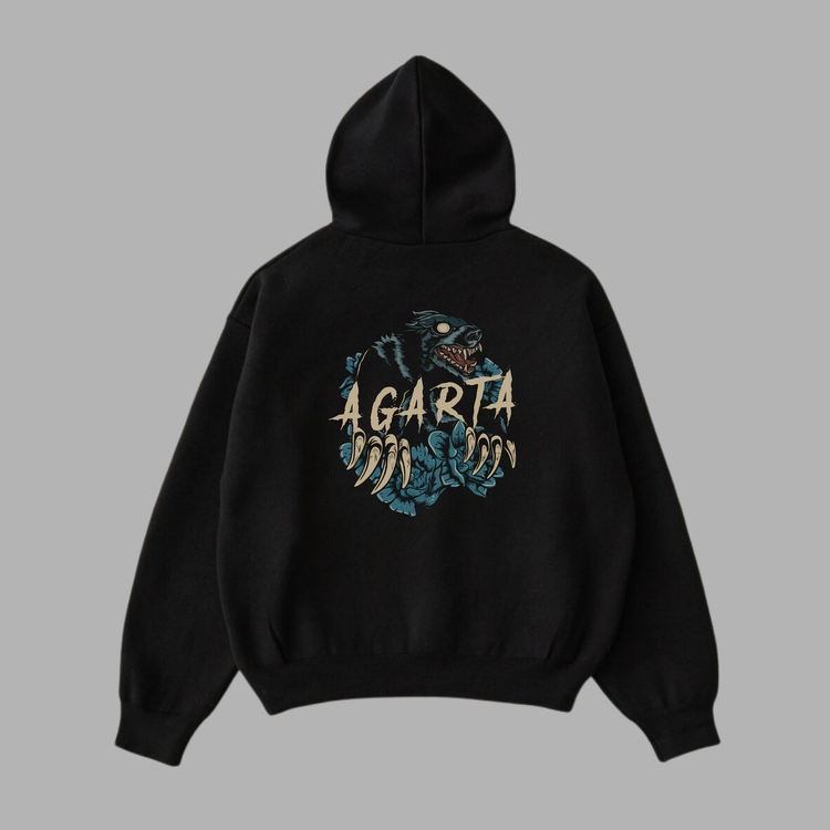 Kapüşonlu Hoodie AGARTA Logo | Unisex (Siyah/Beyaz)