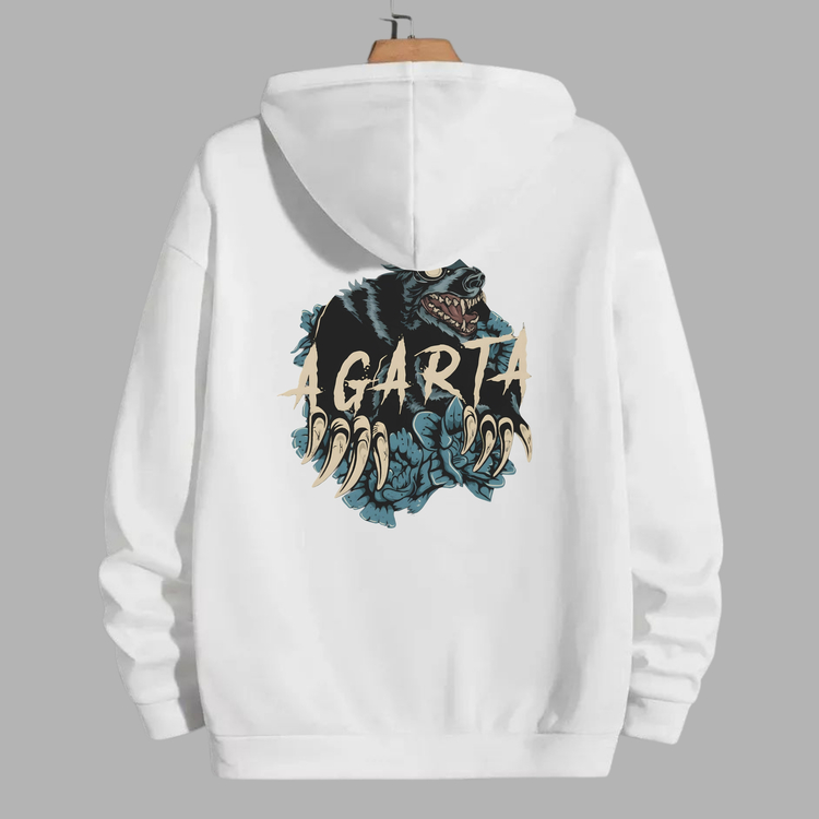 Kapüşonlu Hoodie AGARTA Logo | Unisex (Siyah/Beyaz)