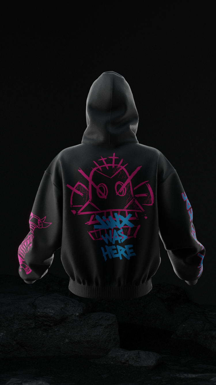 Jinx BOOM Arcane Oversize Unisex Hoodie Kapüşonlu Sweatshirt