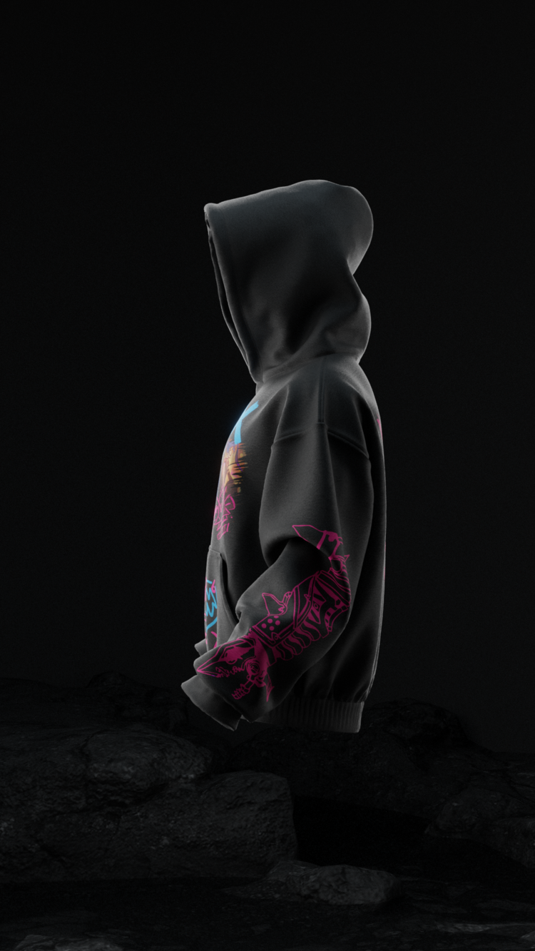 Jinx BOOM Arcane Oversize Unisex Hoodie Kapüşonlu Sweatshirt