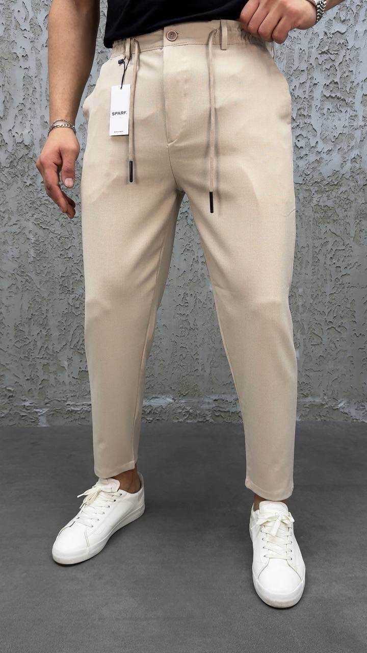 Modern Fit Lastikli Bej Renk Kumaş Pantolon