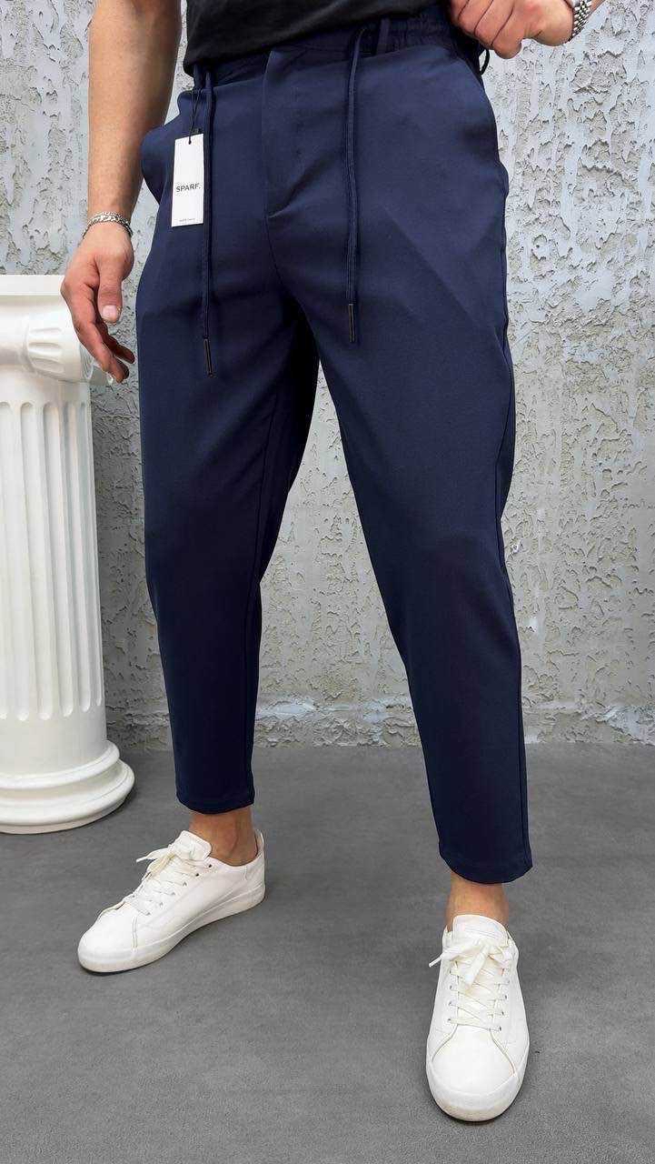 Modern Fit Lastikli Lacivert Kumaş Pantolon 
