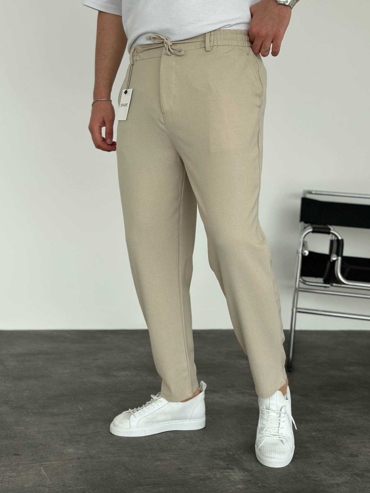 Modern Fit Lastikli Bej Renk Kumaş Pantolon