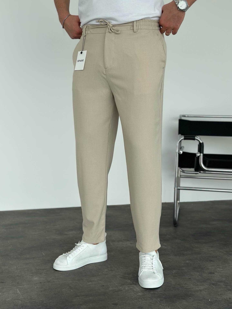 Modern Fit Lastikli Bej Renk Kumaş Pantolon