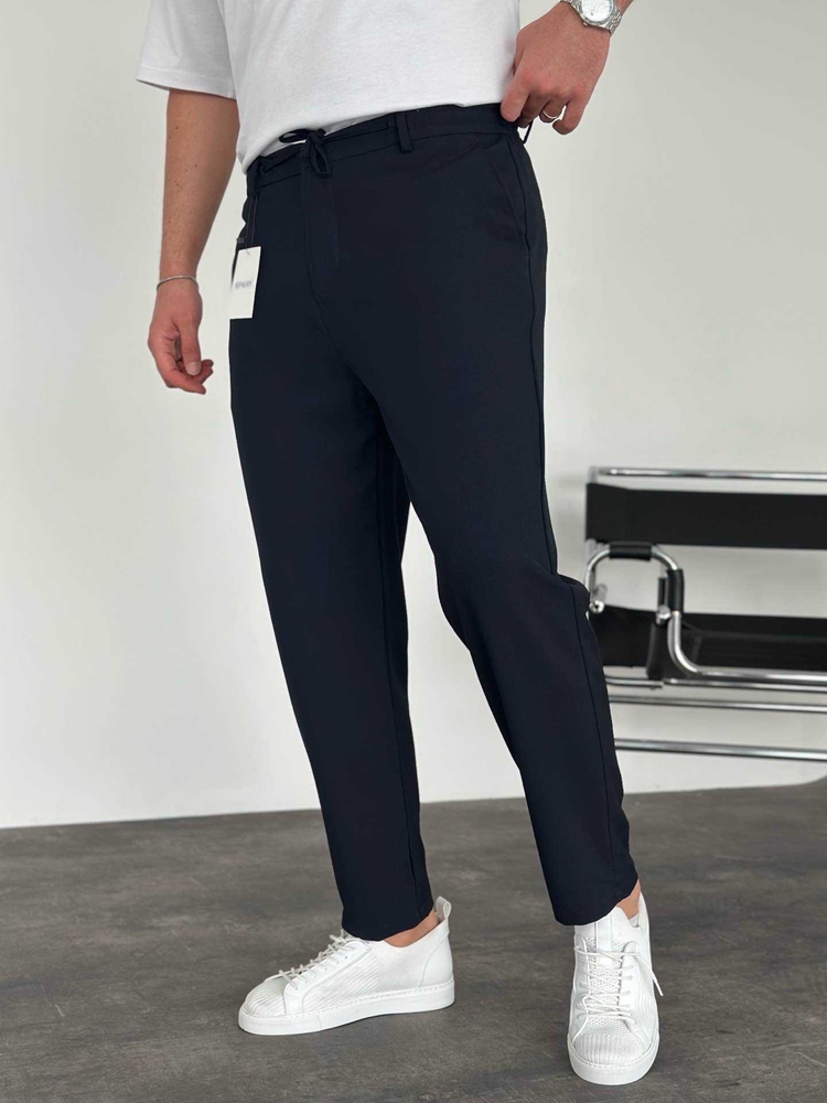 Modern Fit Lastikli Lacivert Kumaş Pantolon 