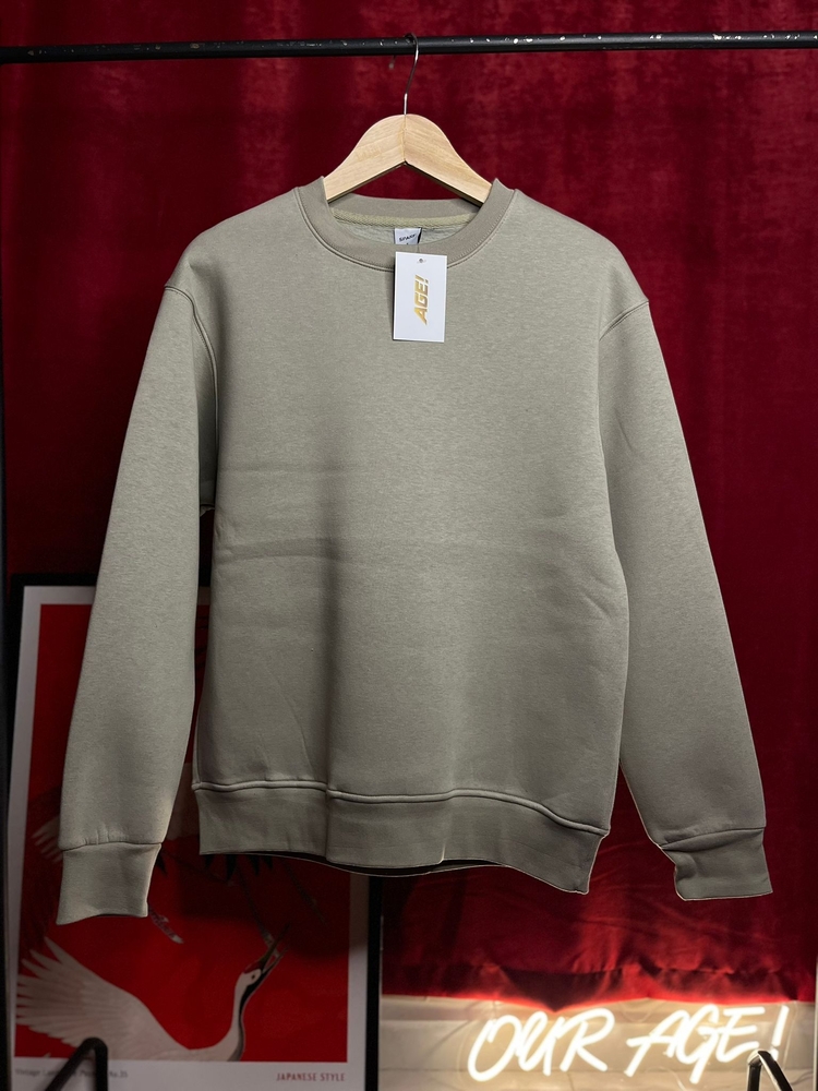 Bisiklet Yaka 3 İplik Şardonlu Pamuklu Gri Sweatshirt