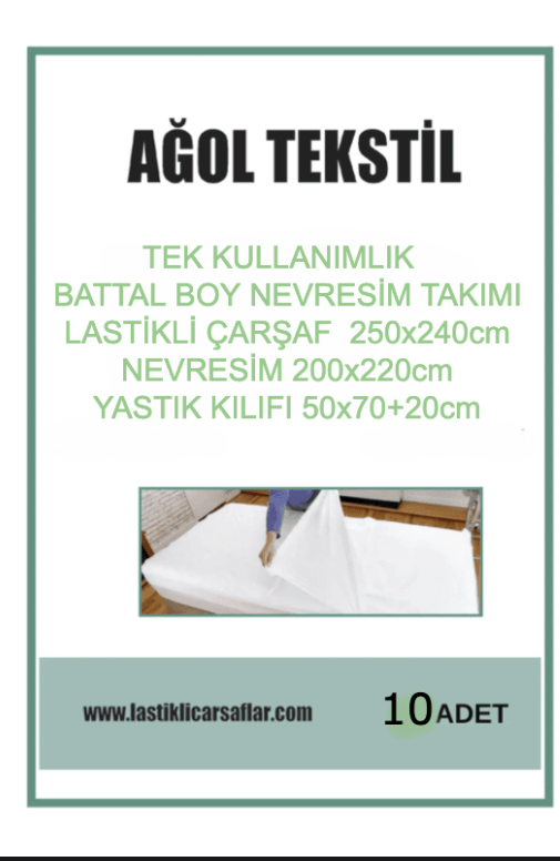 Tek Kullanımlık Battal Boy Nevresim Takımı - 10lu Set (Carsaf Nevresim 2 Yastık Kılıfı)