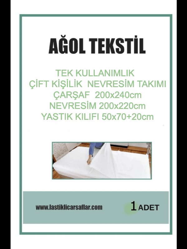 Çift Kişilik Tek Kullanımlık Nevresim Seti – Lastikli Çarşaf + Yorgan + Yastık Kılıfı