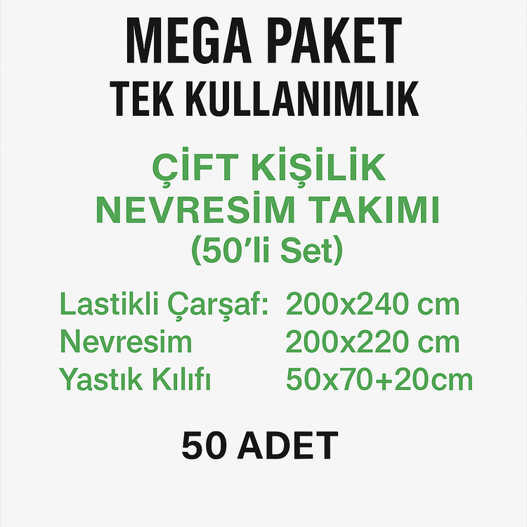 Çift Kişilik Tek Kullanımlık Nevresim Takımı – 50’li Endüstriyel Set | Pratik ve Hijyenik