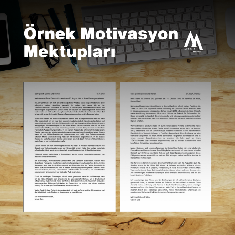 Almanya Vizesi veya Almanya'dan Üniversite Şartlı Kabulu İçin Kişiye Özel Motivasyon Mektubu