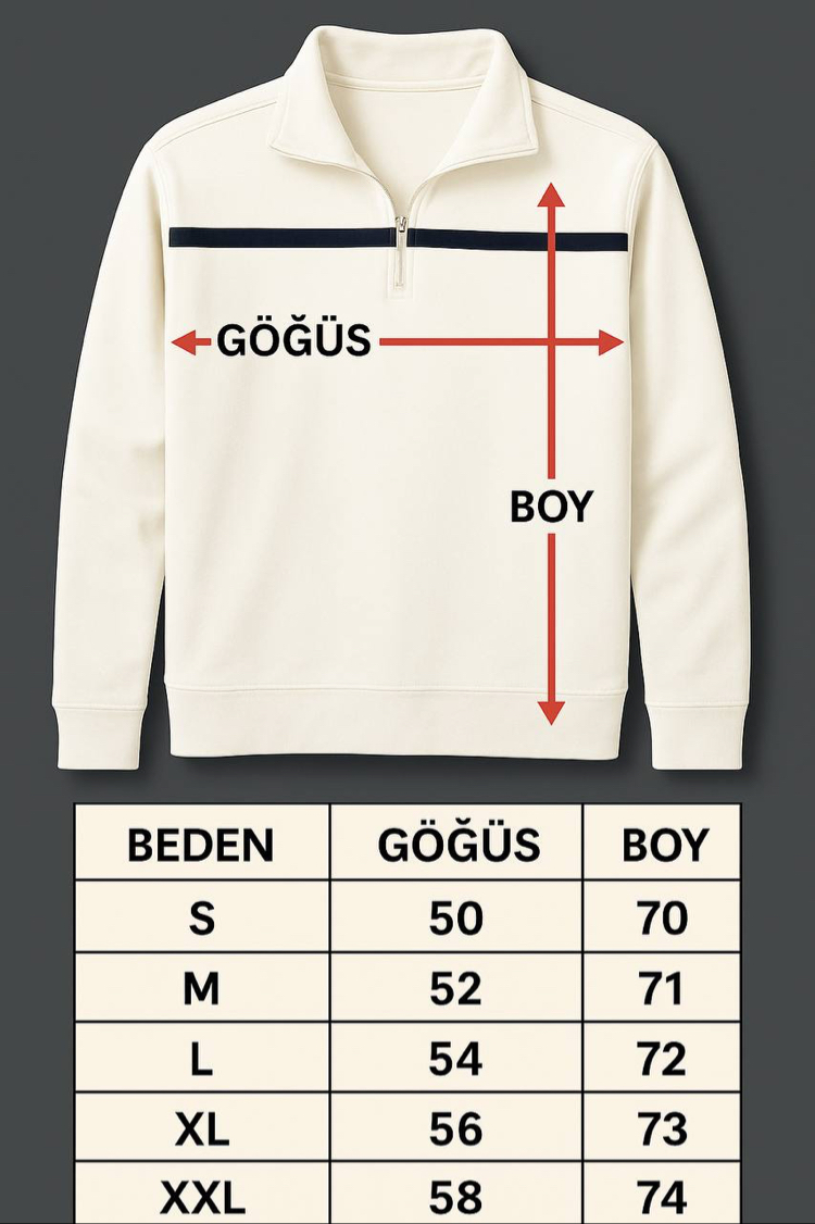 DİK YAKA FERMUARLI SWEAT
