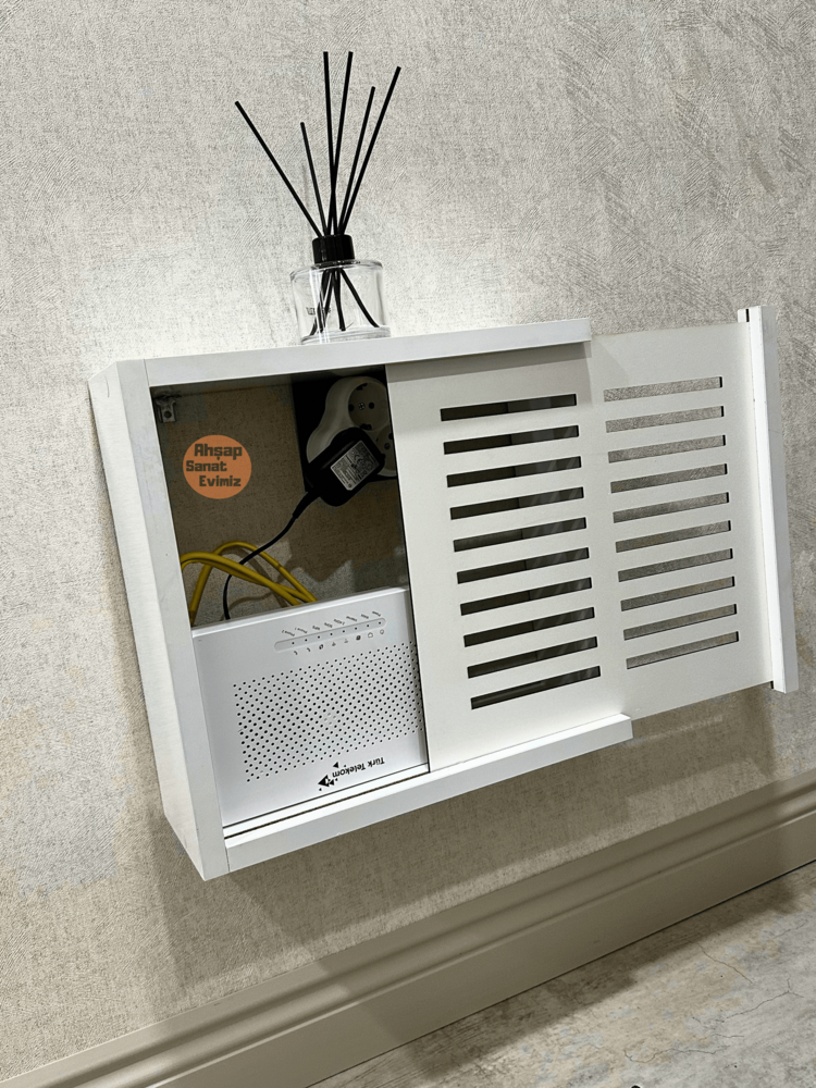 SÜRGÜLÜ WİFİ MODEM DUVAR DÜZENLEYİCİ DÜZ ÇİZGİ MODEL BEYAZ