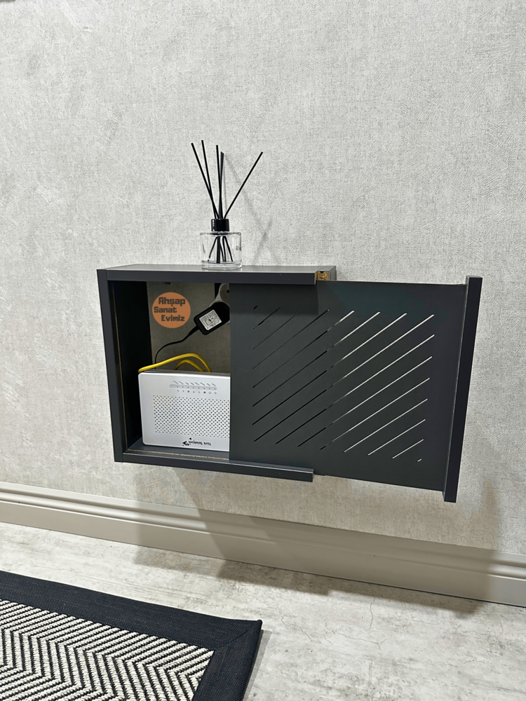 SÜRGÜLÜ WİFİ MODEM DUVAR DÜZENLEYİCİ YAN ÇİZGİ MODEL ANTRASİT