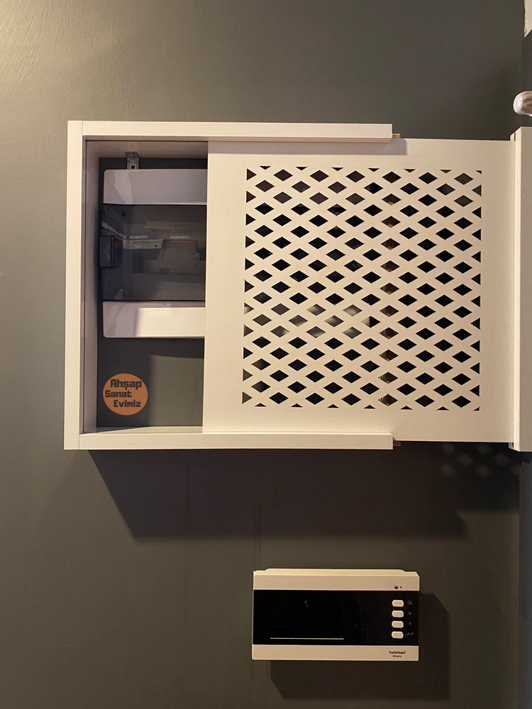 SÜRGÜLÜ ELEKTRİK PANO DUVAR DÜZENLEYİCİ BAKLAVA MODEL BEYAZ