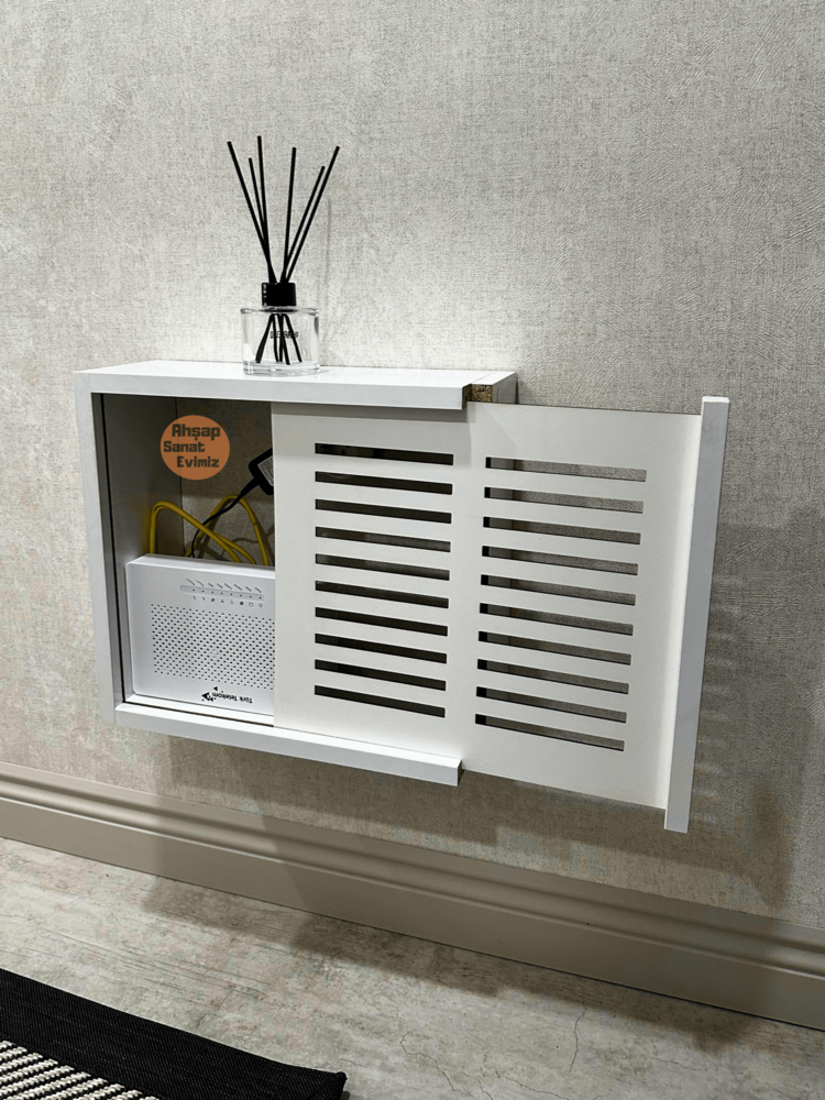 SÜRGÜLÜ WİFİ MODEM DUVAR DÜZENLEYİCİ DÜZ ÇİZGİ MODEL BEYAZ