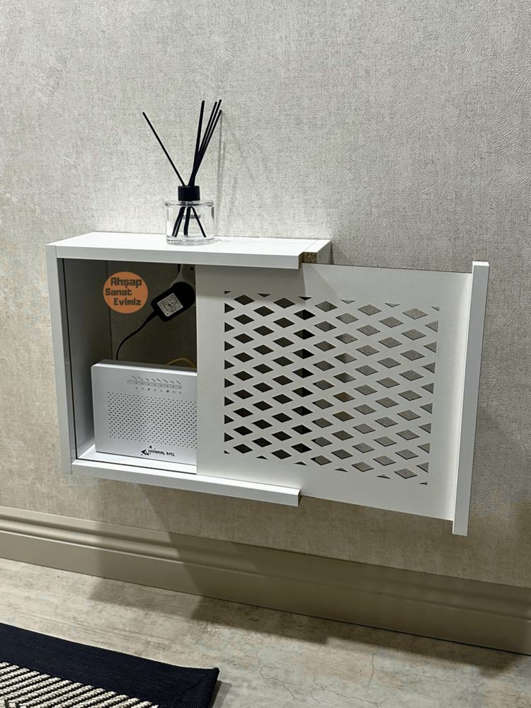 SÜRGÜLÜ WİFİ MODEM DUVAR DÜZENLEYİCİ BAKLAVA MODEL BEYAZ