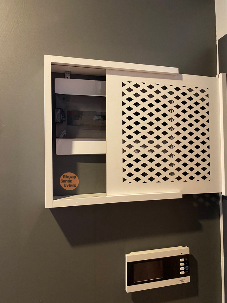SÜRGÜLÜ ELEKTRİK PANO DUVAR DÜZENLEYİCİ BAKLAVA MODEL BEYAZ