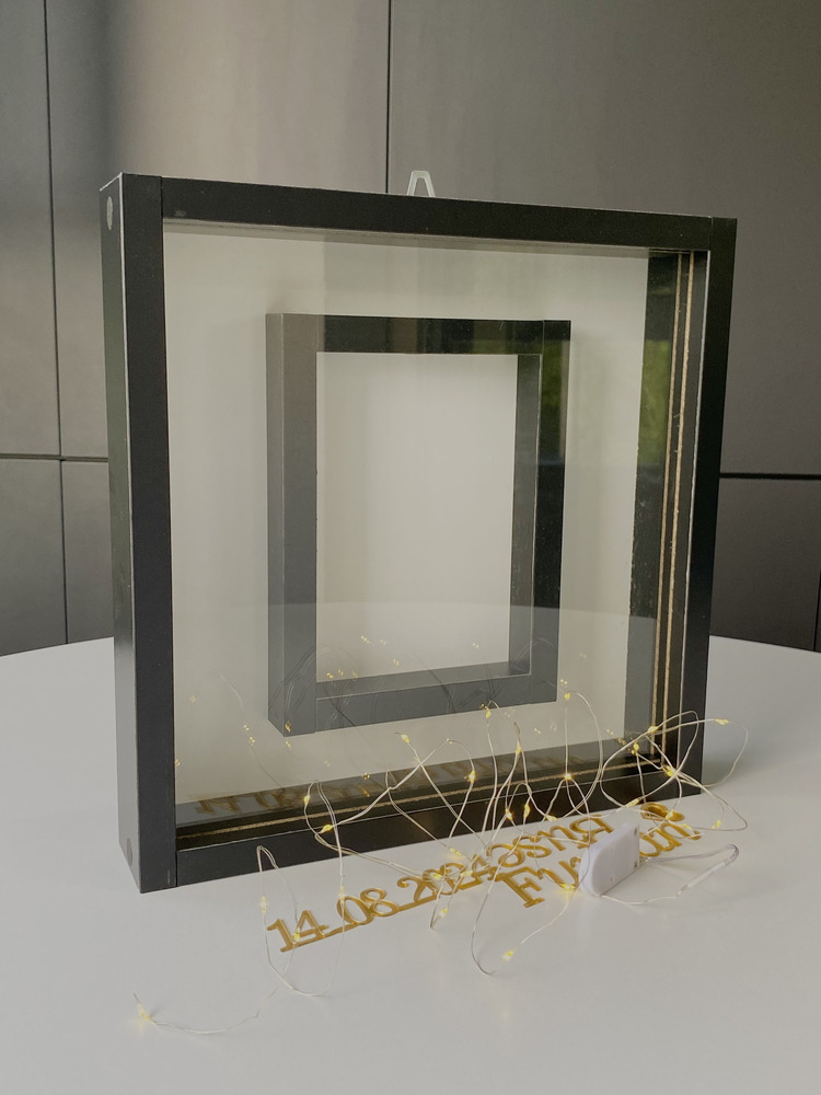 33x33 Siyah Anı Çerçevesi Söz Çiçeği Saklama Çerçevesi
