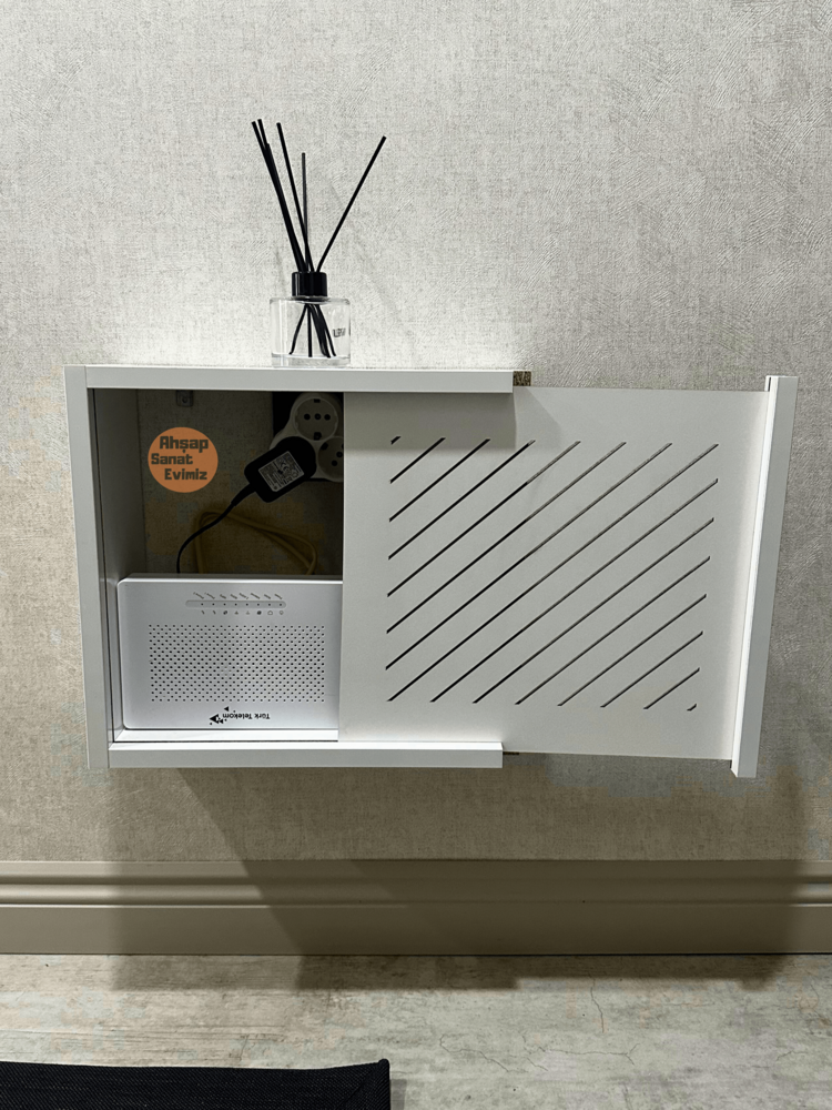 SÜRGÜLÜ WİFİ MODEM DUVAR DÜZENLEYİCİ YAN ÇİZGİ MODEL BEYAZ