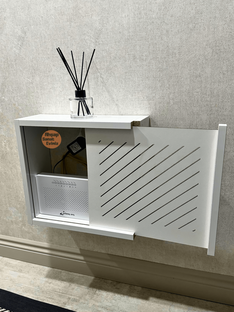 SÜRGÜLÜ WİFİ MODEM DUVAR DÜZENLEYİCİ YAN ÇİZGİ MODEL BEYAZ