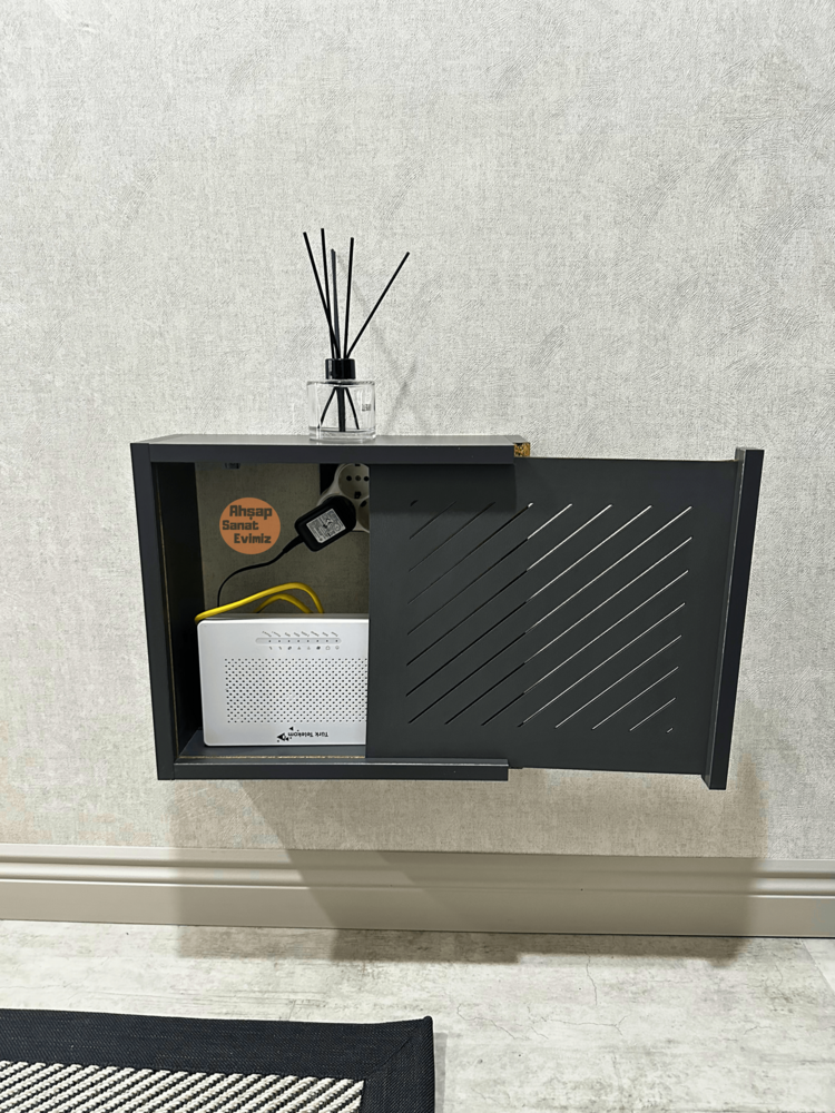 SÜRGÜLÜ WİFİ MODEM DUVAR DÜZENLEYİCİ YAN ÇİZGİ MODEL ANTRASİT