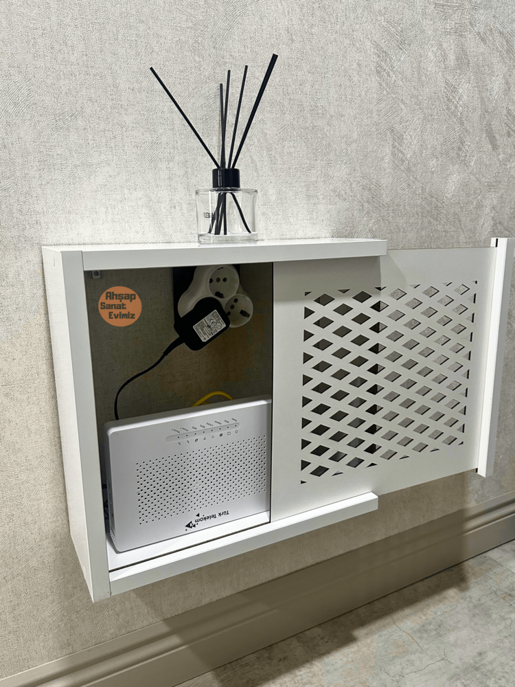 SÜRGÜLÜ WİFİ MODEM DUVAR DÜZENLEYİCİ BAKLAVA MODEL BEYAZ