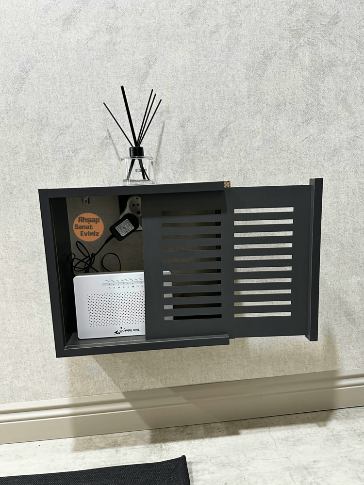 SÜRGÜLÜ WİFİ MODEM DUVAR DÜZENLEYİCİ DÜZ ÇİZGİ MODEL ANTRASİT