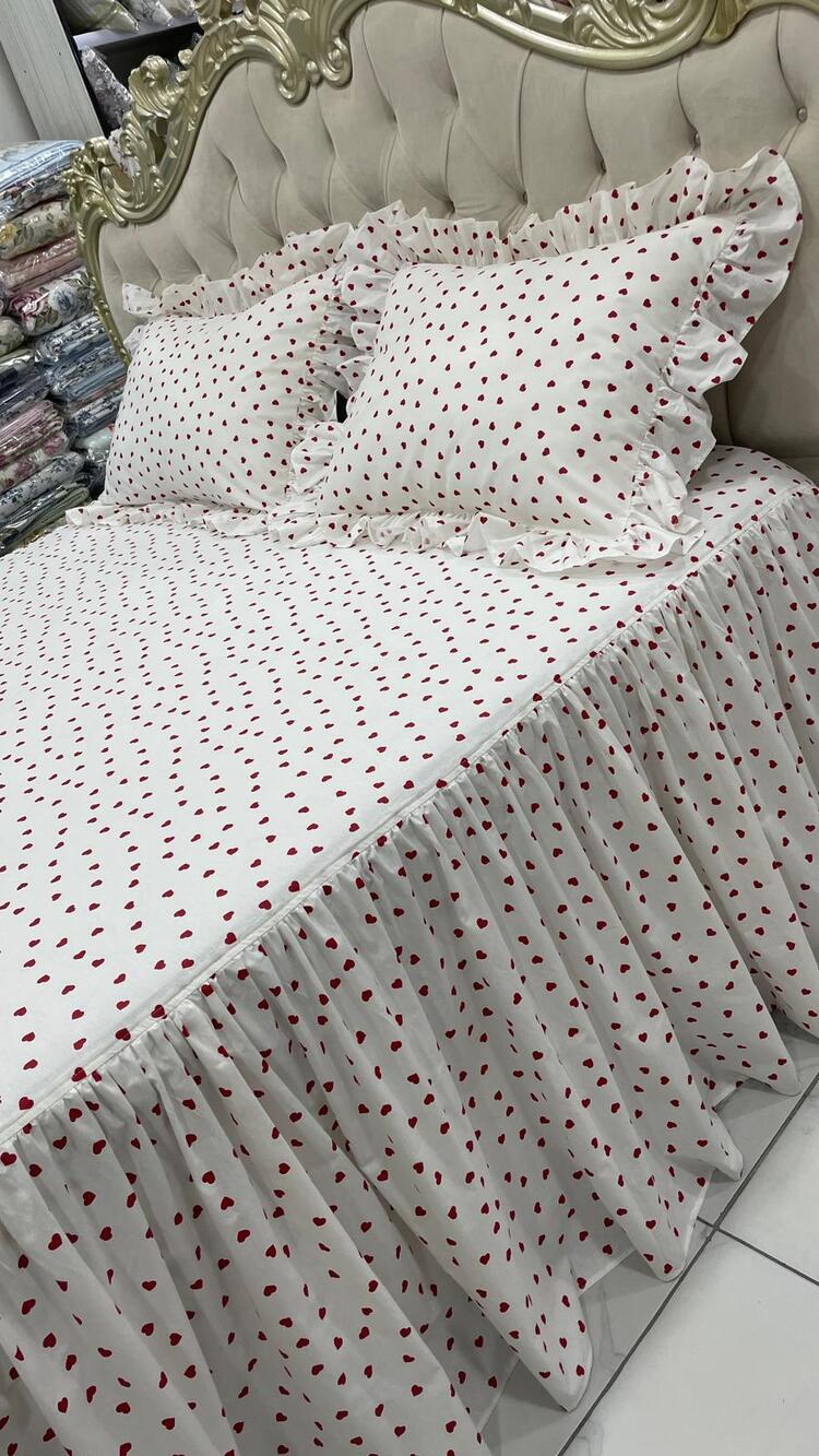 çift kişilik 160x200 cm yatağa uygun fırfırlı etekli lastikli çarşaf takımı