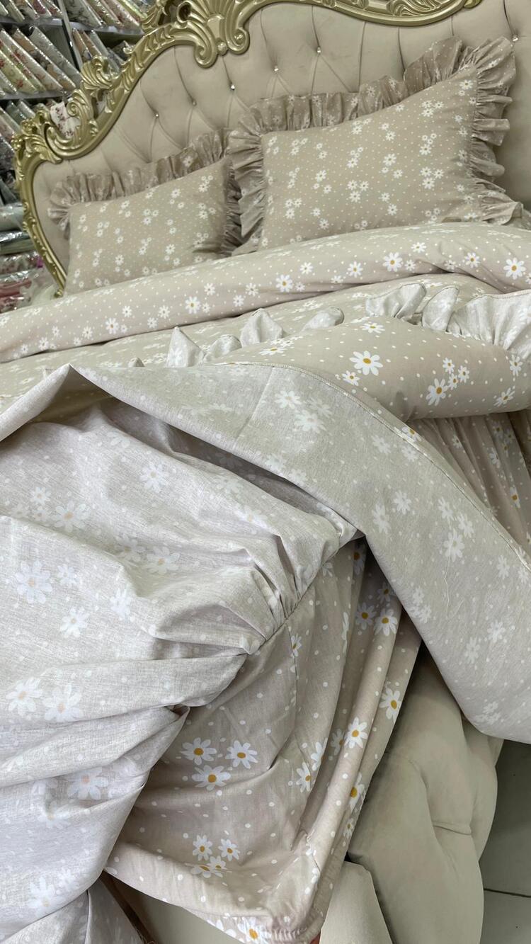 çift kişilik 160x200 cm yatak için fırfırlı etekli lastikli çarşaf, nevresim takımı