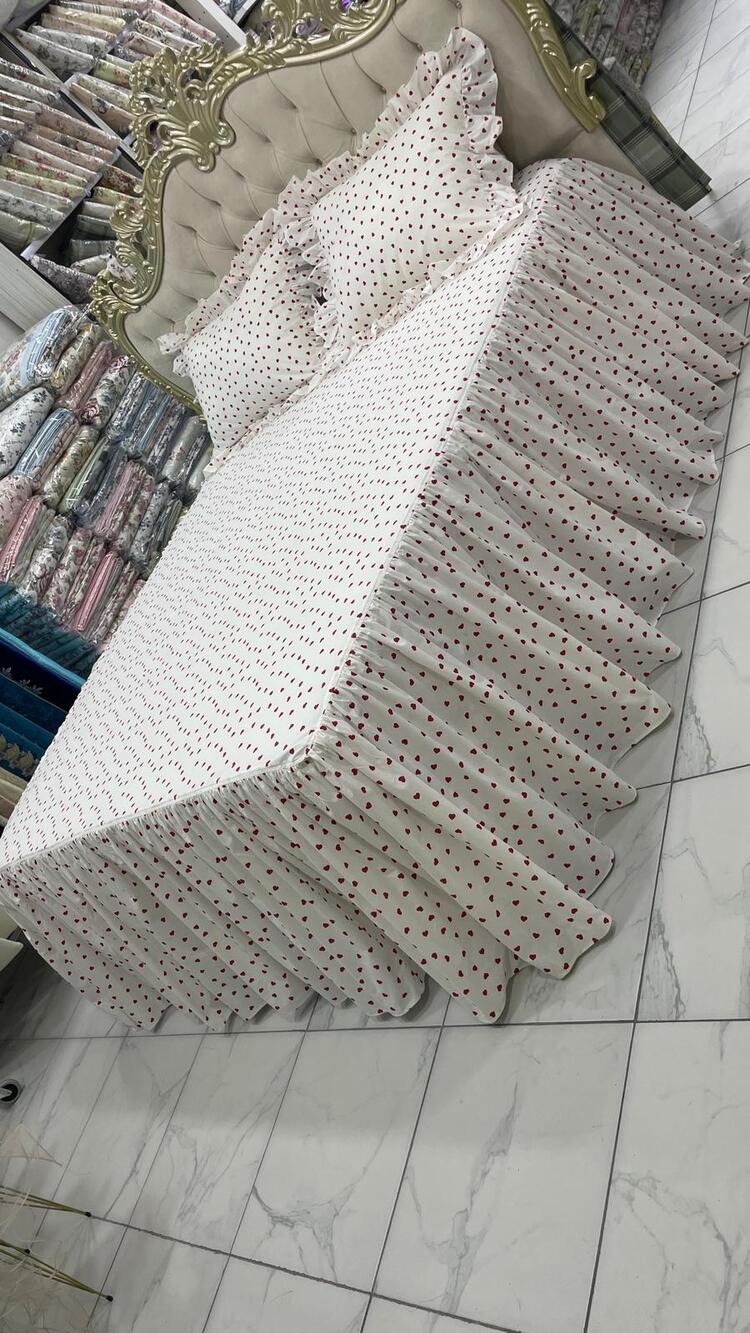 çift kişilik 160x200 cm yatağa uygun fırfırlı etekli lastikli çarşaf takımı