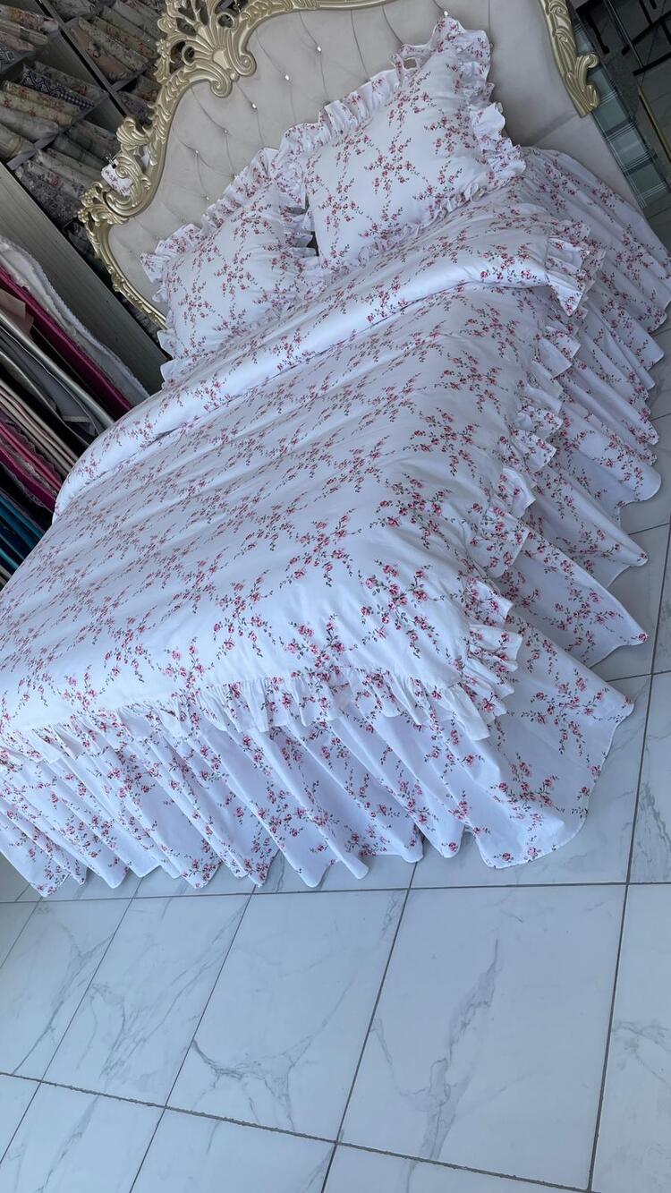 çift kişilik 1.60x2.00 cm yatağa uygun fırfırlı lastikli çarşaf, nevresim takımı