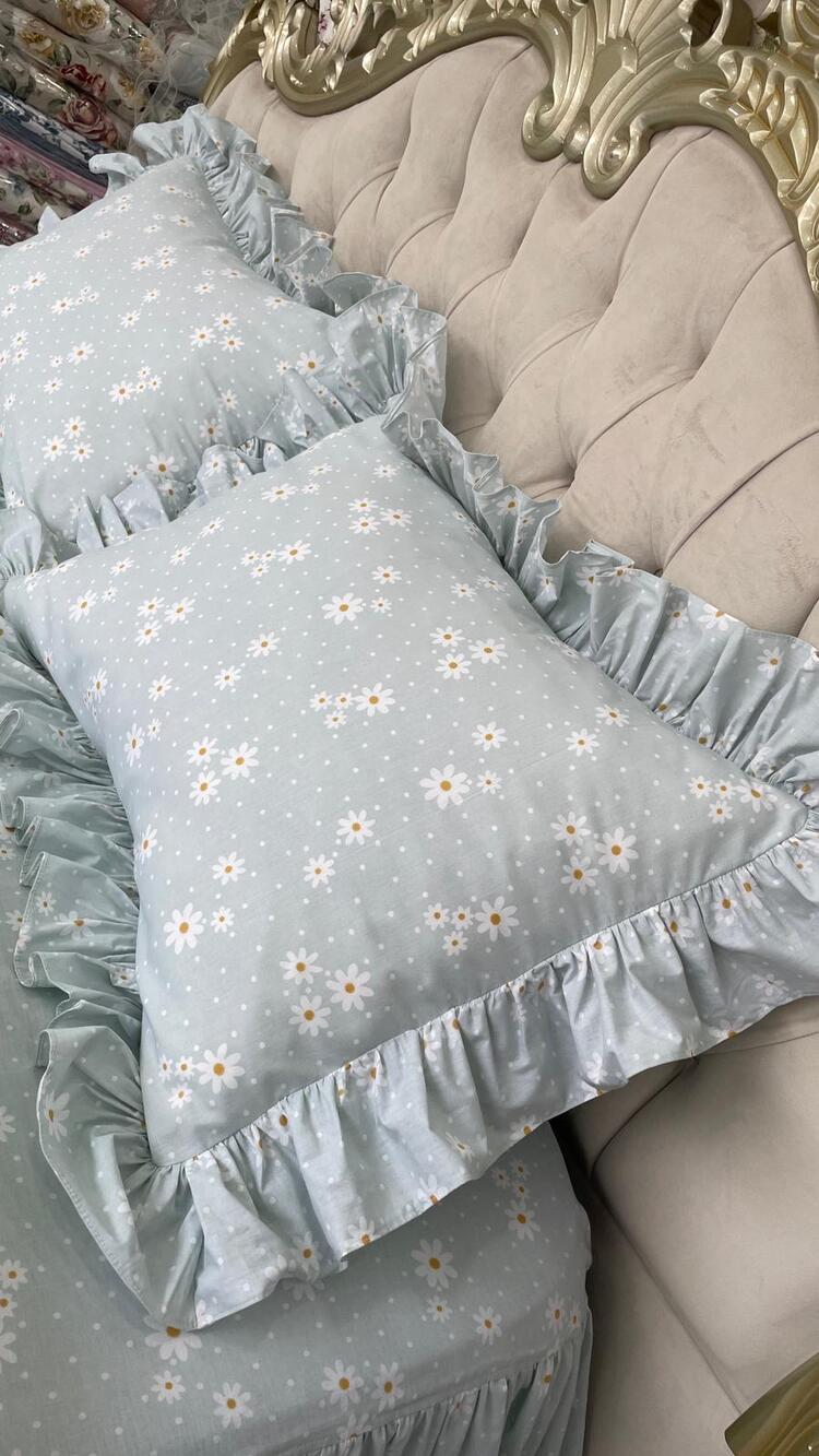 çift kişilik 160x200 cm yatak için fırfırlı etekli lastikli çarşaf, nevresim takımı