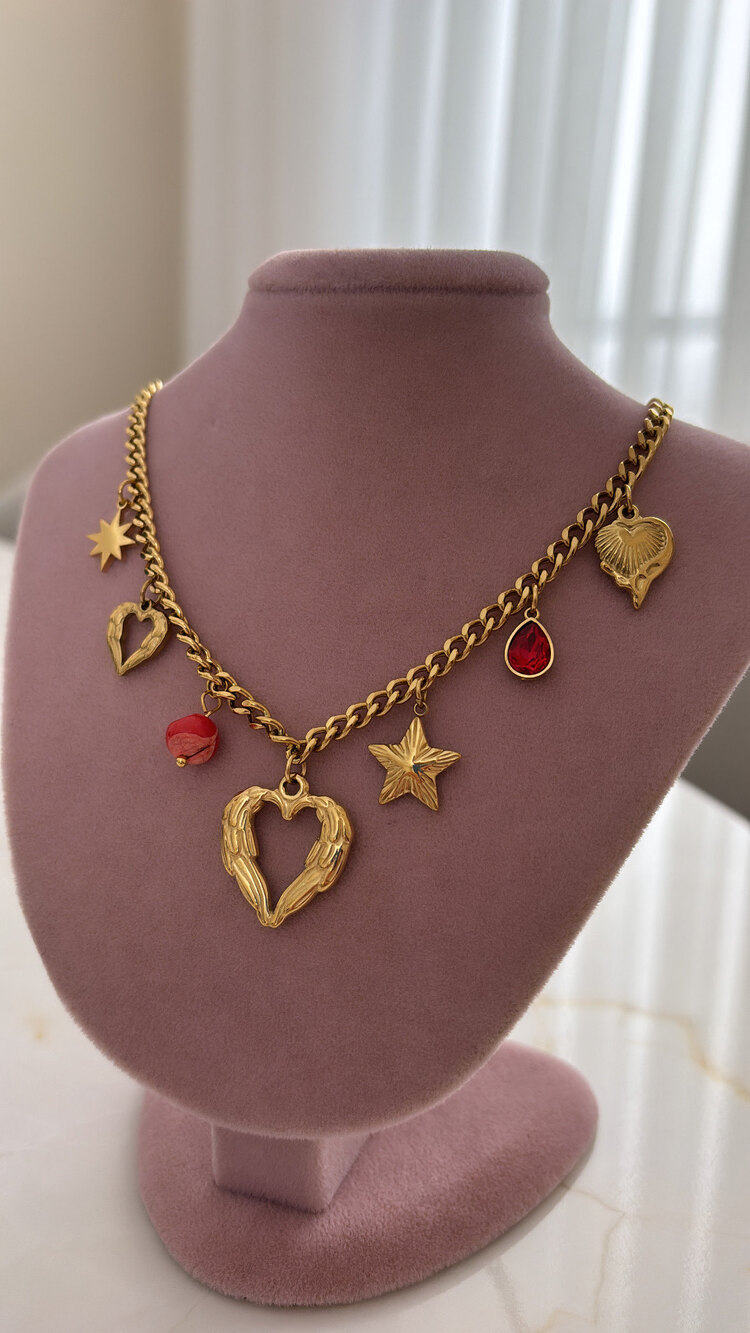 Kalp Charm Çelik Kolye
