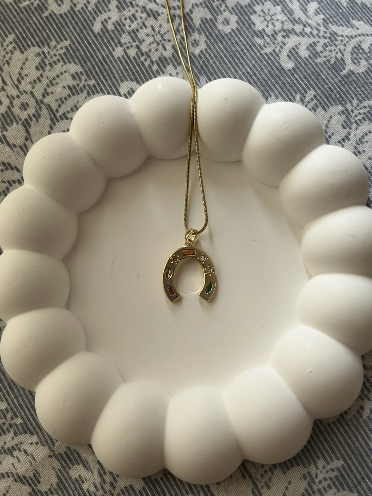 Çelik At Nalı Kolye Gold