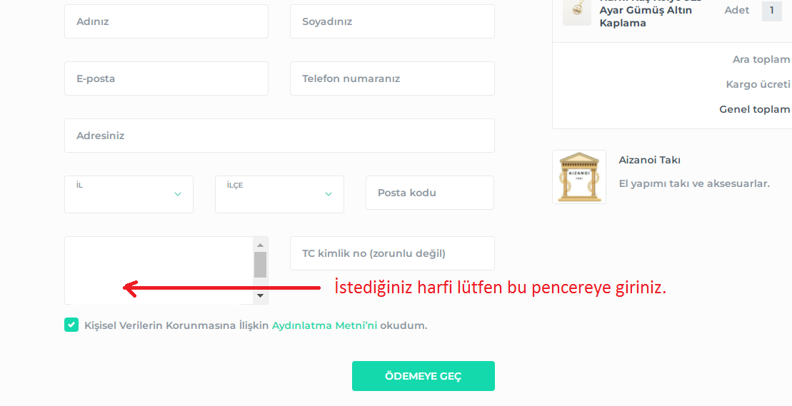 Harfli Kuş Kolye 925 Ayar Gümüş Altın Kaplama