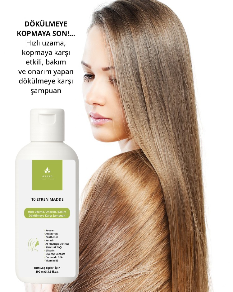 AKERD COSMETİCS Şampuan Doğal İçerikli Dökülme Karşıtı Besleyici Argan Yağlı Şampuan
