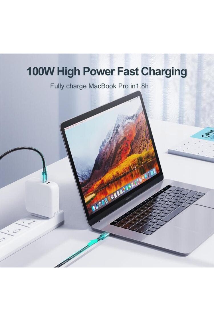 Joyroom 100W Type-C'den Type-C Örgü Şarj Ve Data Kablosu 3 Metre