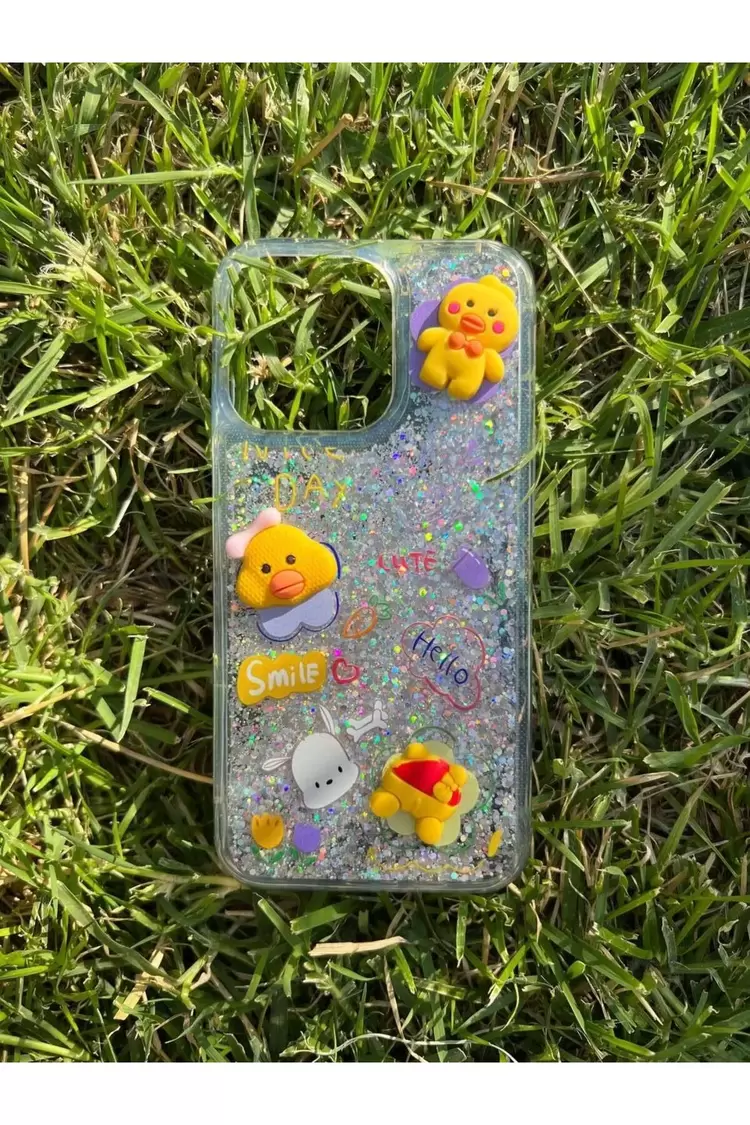 Iphone -Samsung Uyumlu Sulu Simli Karakterli Telefon Kılıfı 