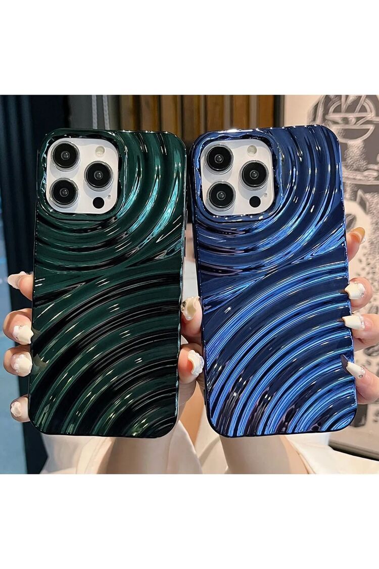 İphone 11,14 ve 15 serisi uyumlu 3D Dalgalanma Efektli Parlak Görünümlü Telefon Kılıfı