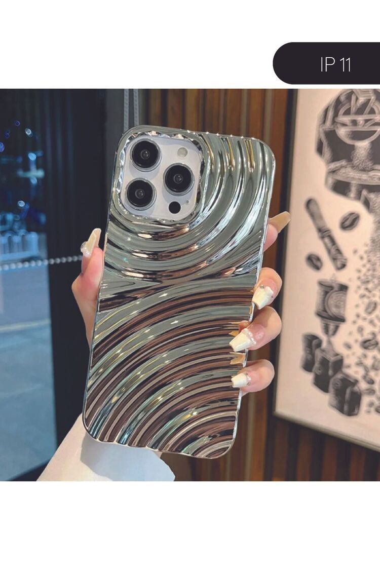 İphone 11,14 ve 15 serisi uyumlu 3D Dalgalanma Efektli Parlak Görünümlü Telefon Kılıfı