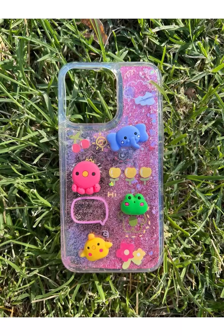 Iphone -Samsung Uyumlu Sulu Simli Karakterli Telefon Kılıfı 