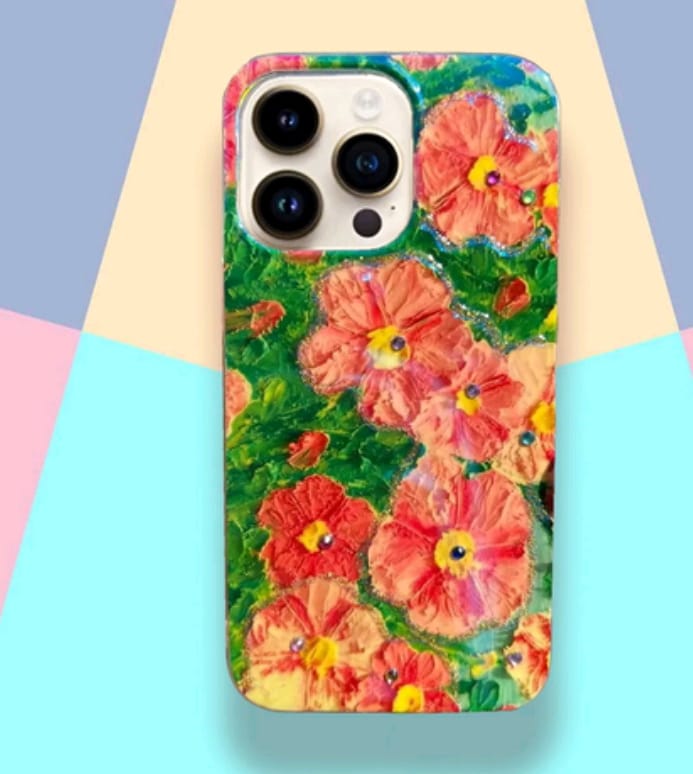 İphone Uyumlu Çiçek Tasarımlı Renkli Silikon Kılıf