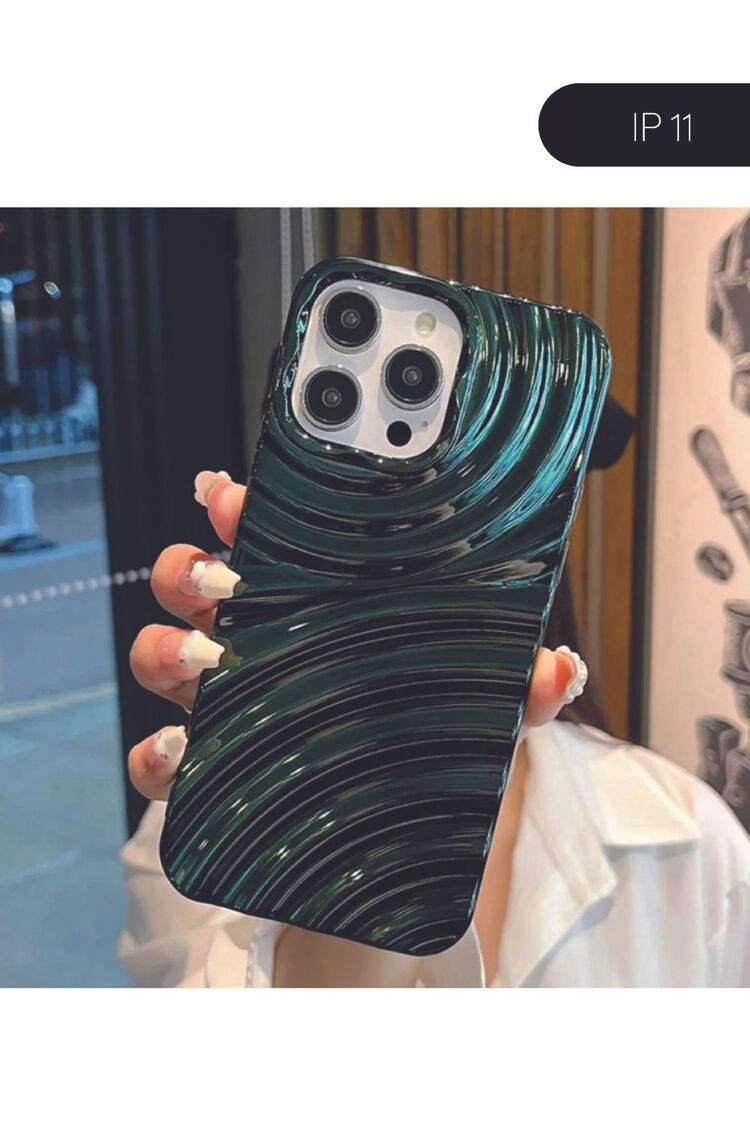 İphone 11,14 ve 15 serisi uyumlu 3D Dalgalanma Efektli Parlak Görünümlü Telefon Kılıfı