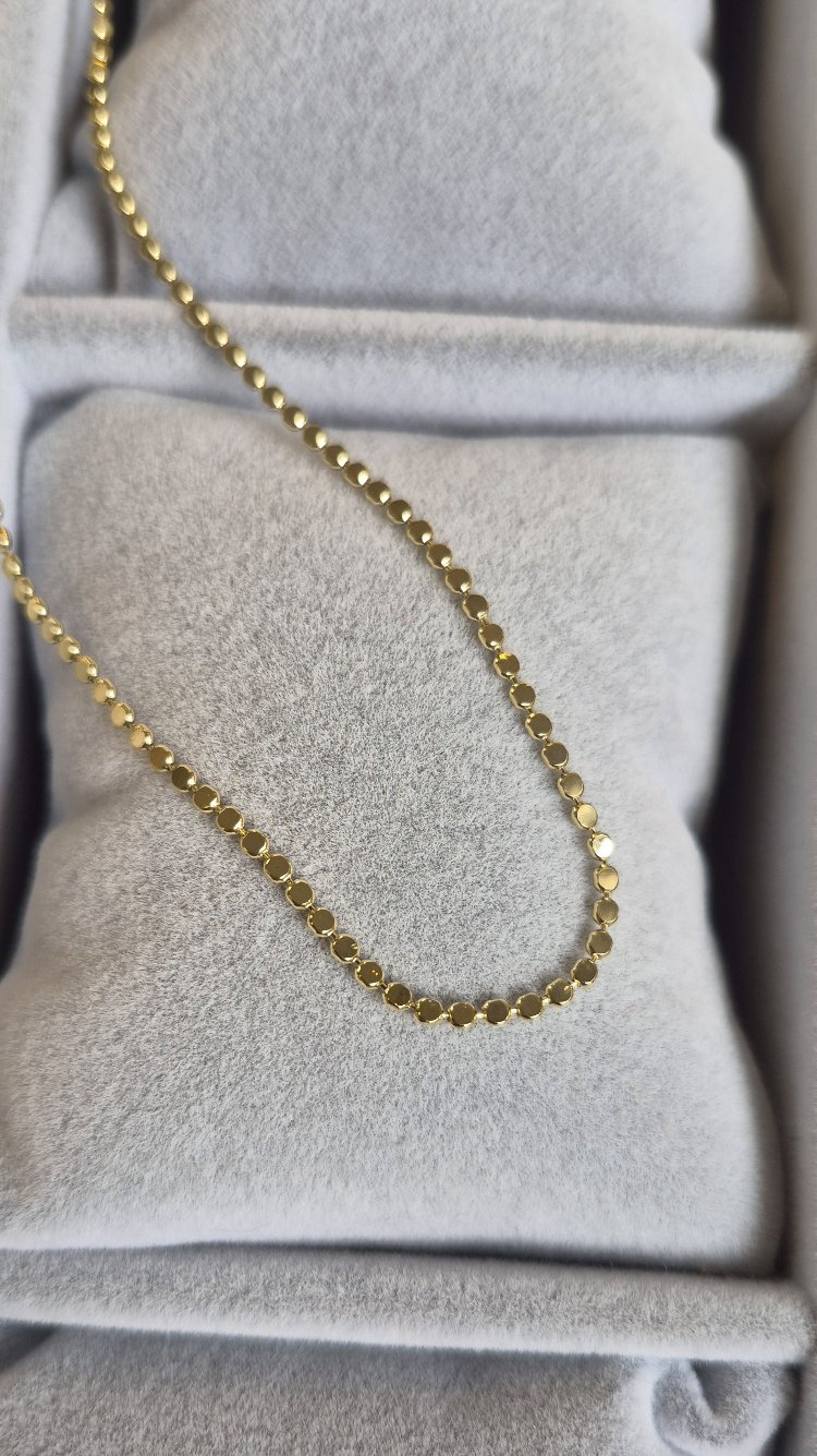 Çelik, 60cm Ezme Zincir Kolye (14K Gold Renk)