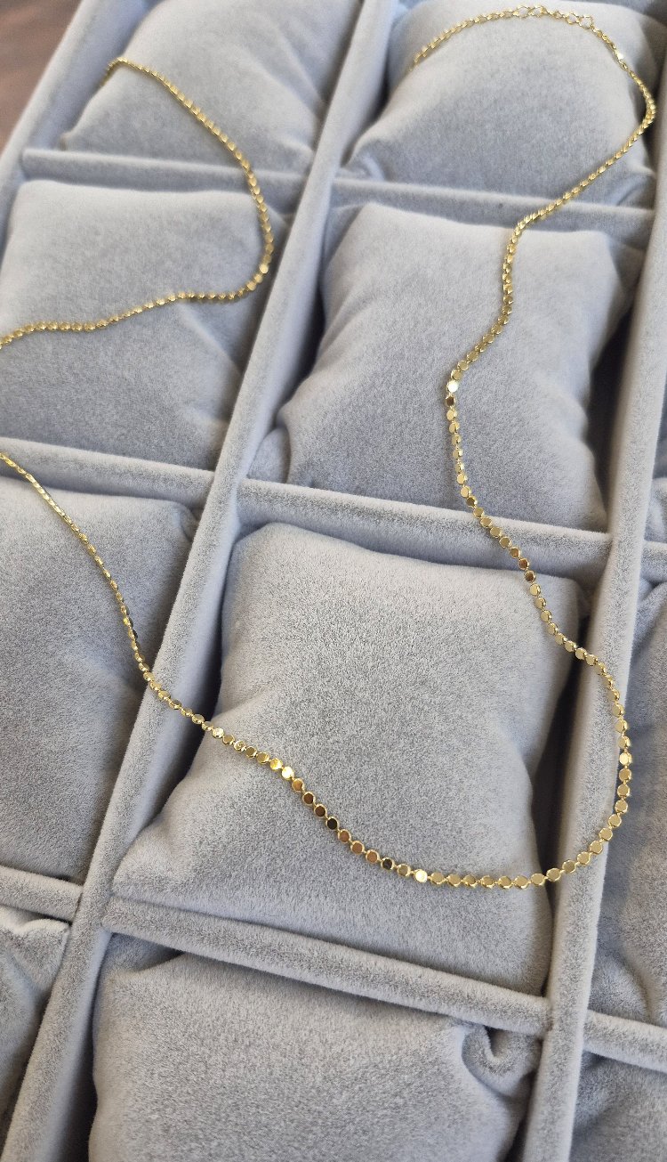 Çelik, 60cm Ezme Zincir Kolye (14K Gold Renk)