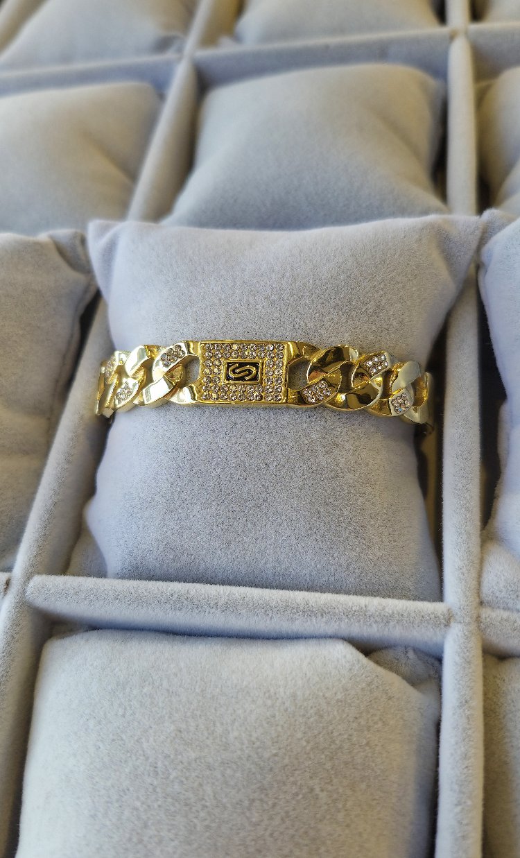 Çelik, Taşlı Kelepçe (Gold Renk)