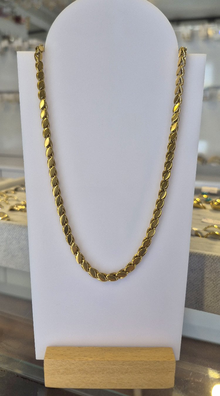60cm Çelik Arpa Zincir Kolye (Gold Renk)